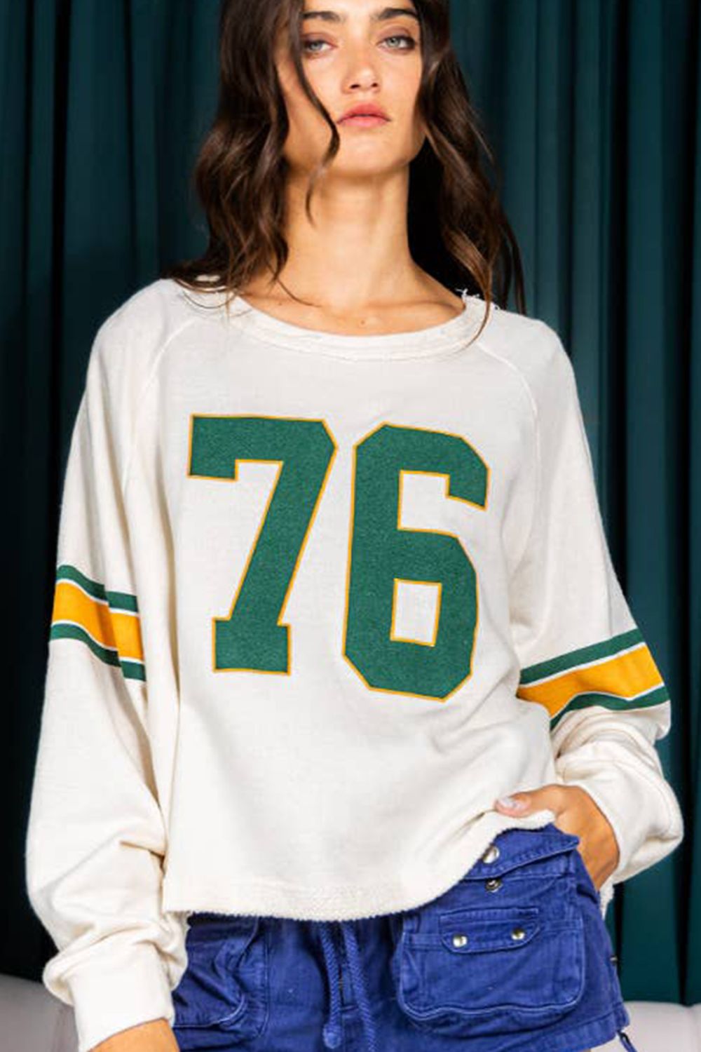 Number 76 Round Neck Long Sleeve Top - Charming Charlie