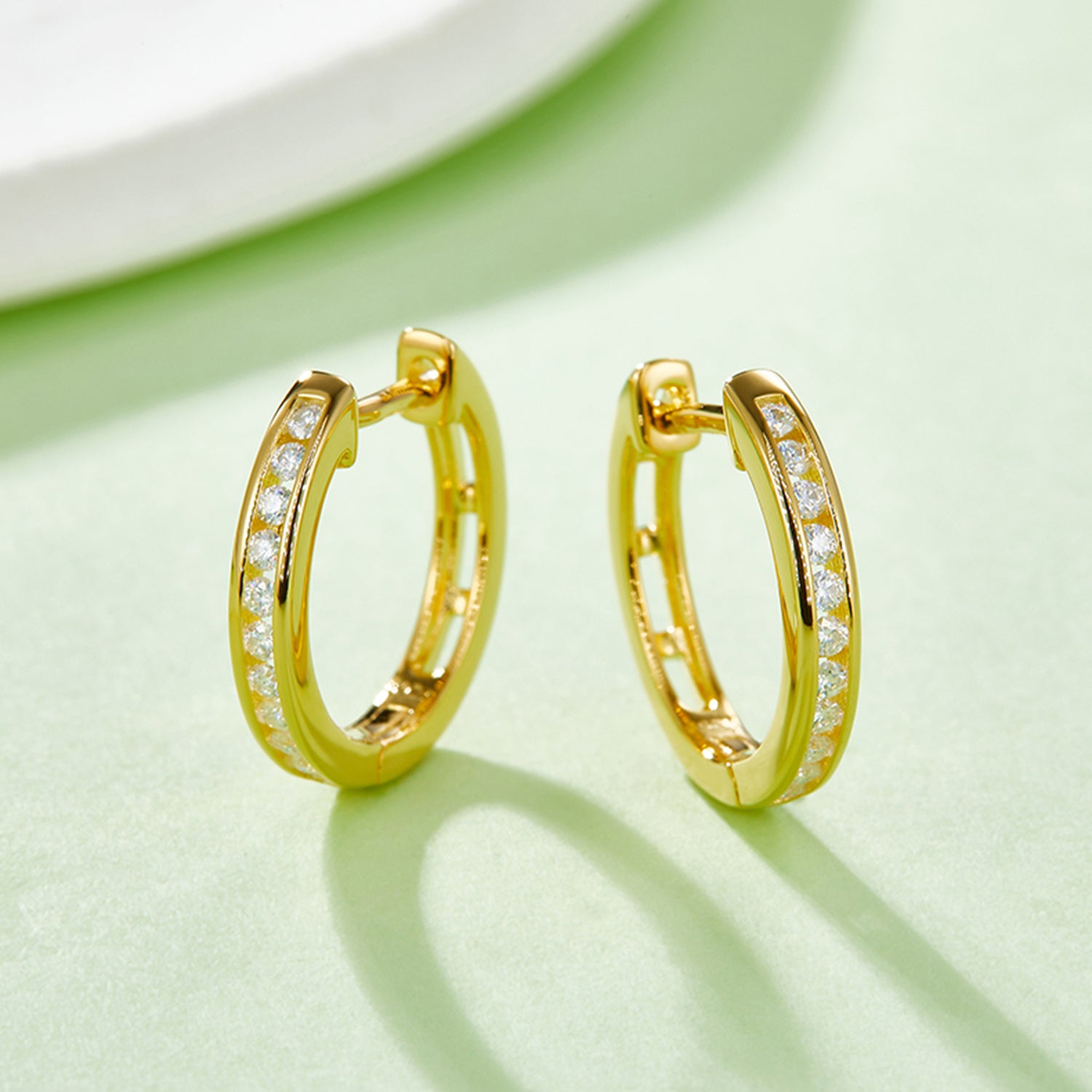 Moissanite 925 Sterling Silver Huggie Earrings - Charming Charlie