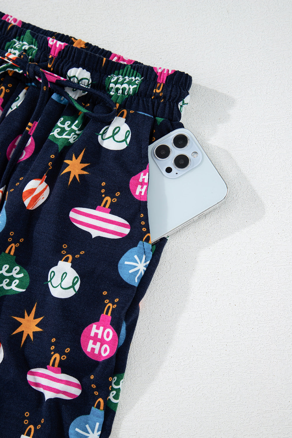 Christmas Lights Print Collared Neck Top and Pants Set - Charming Charlie