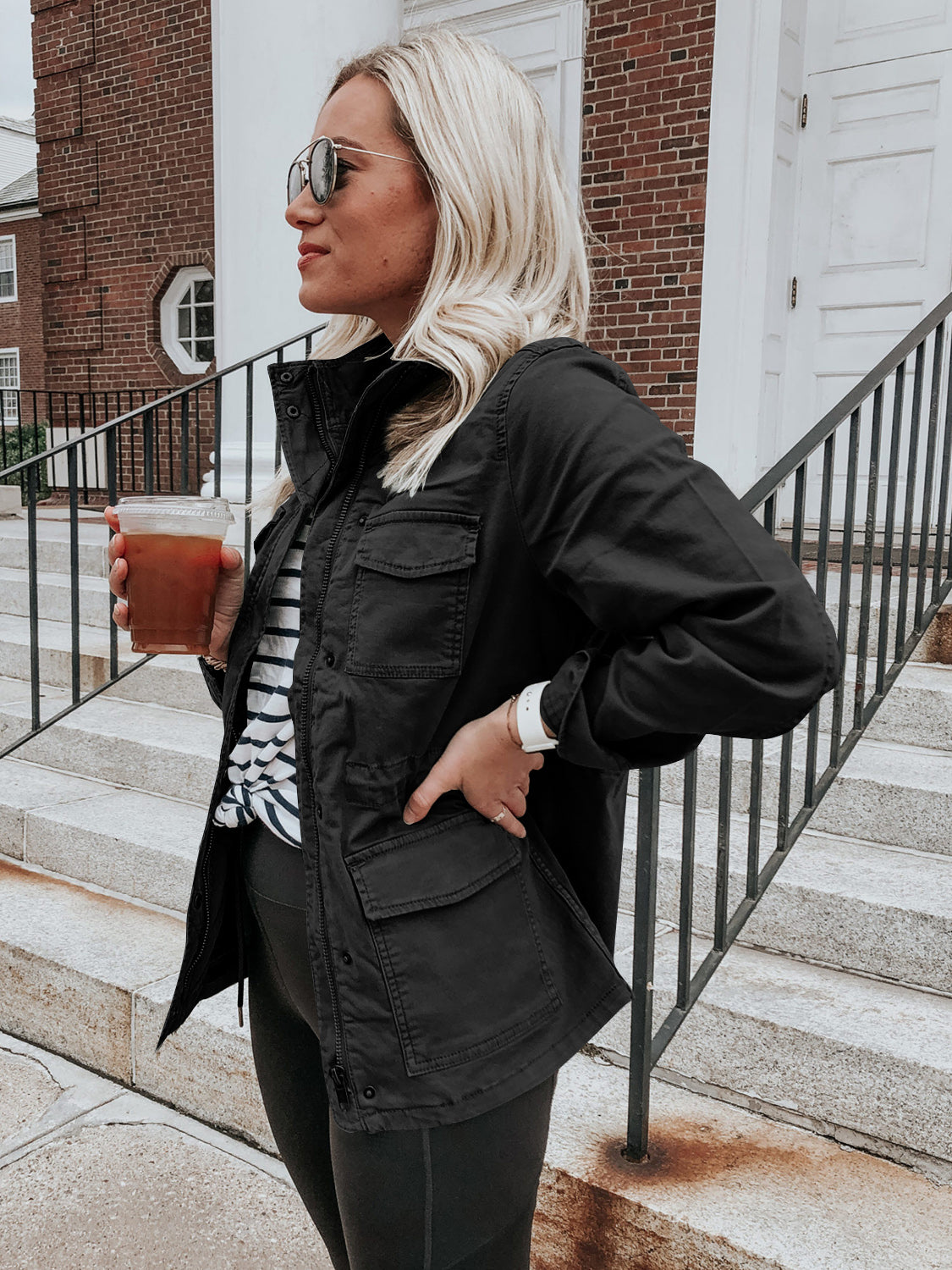 Pocketed Long Sleeve Zip Up Jacket - Charming Charlie