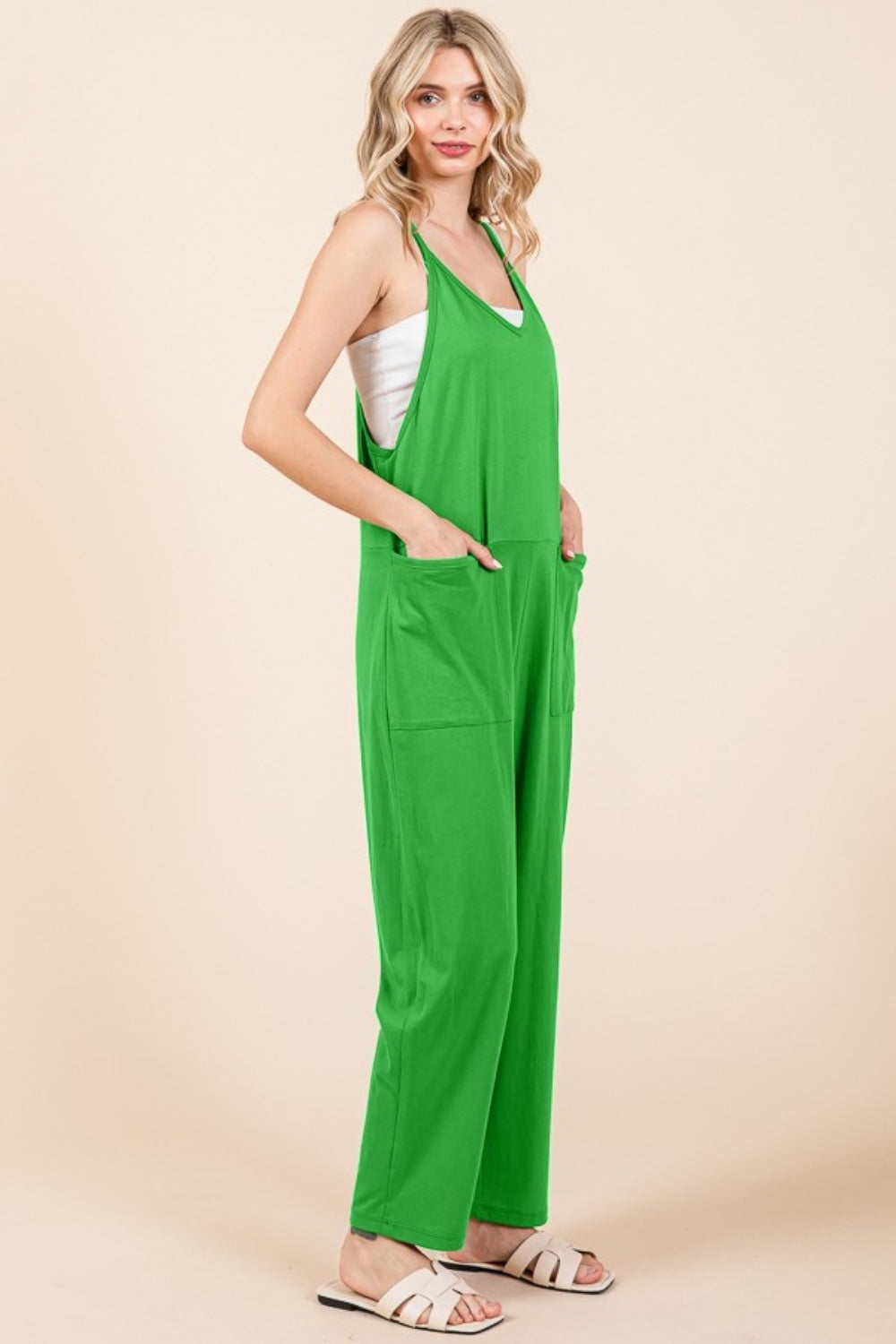 Culture Code Full Size Sleeveless Jumpsuit with Pockets - Charming Charlie
