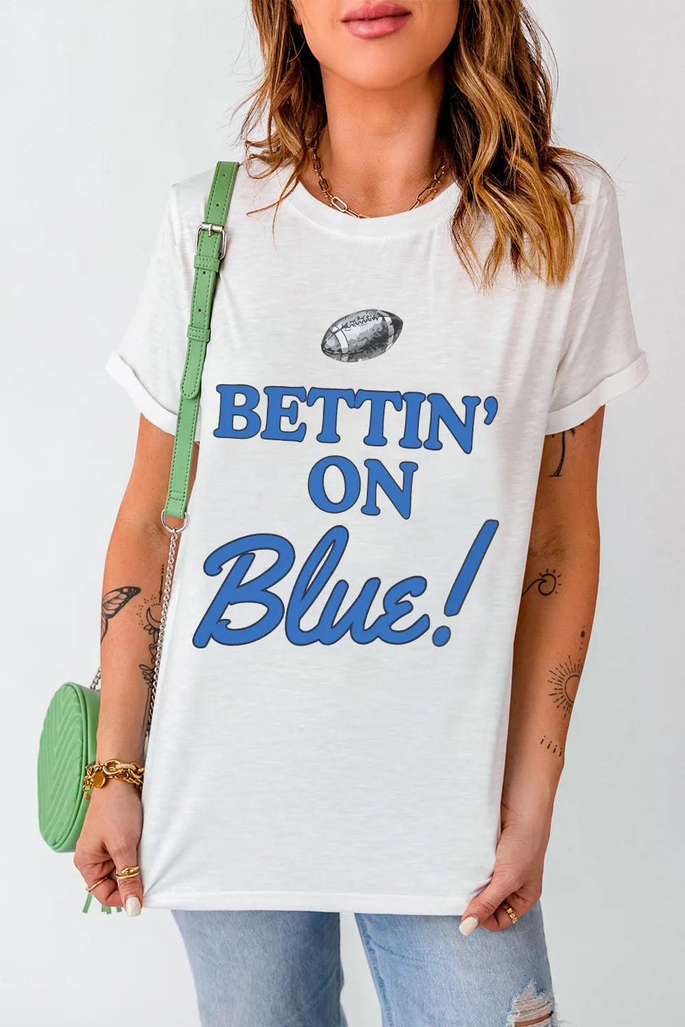 Letter Graphic Round Neck Short Sleeve T-Shirt - Charming Charlie