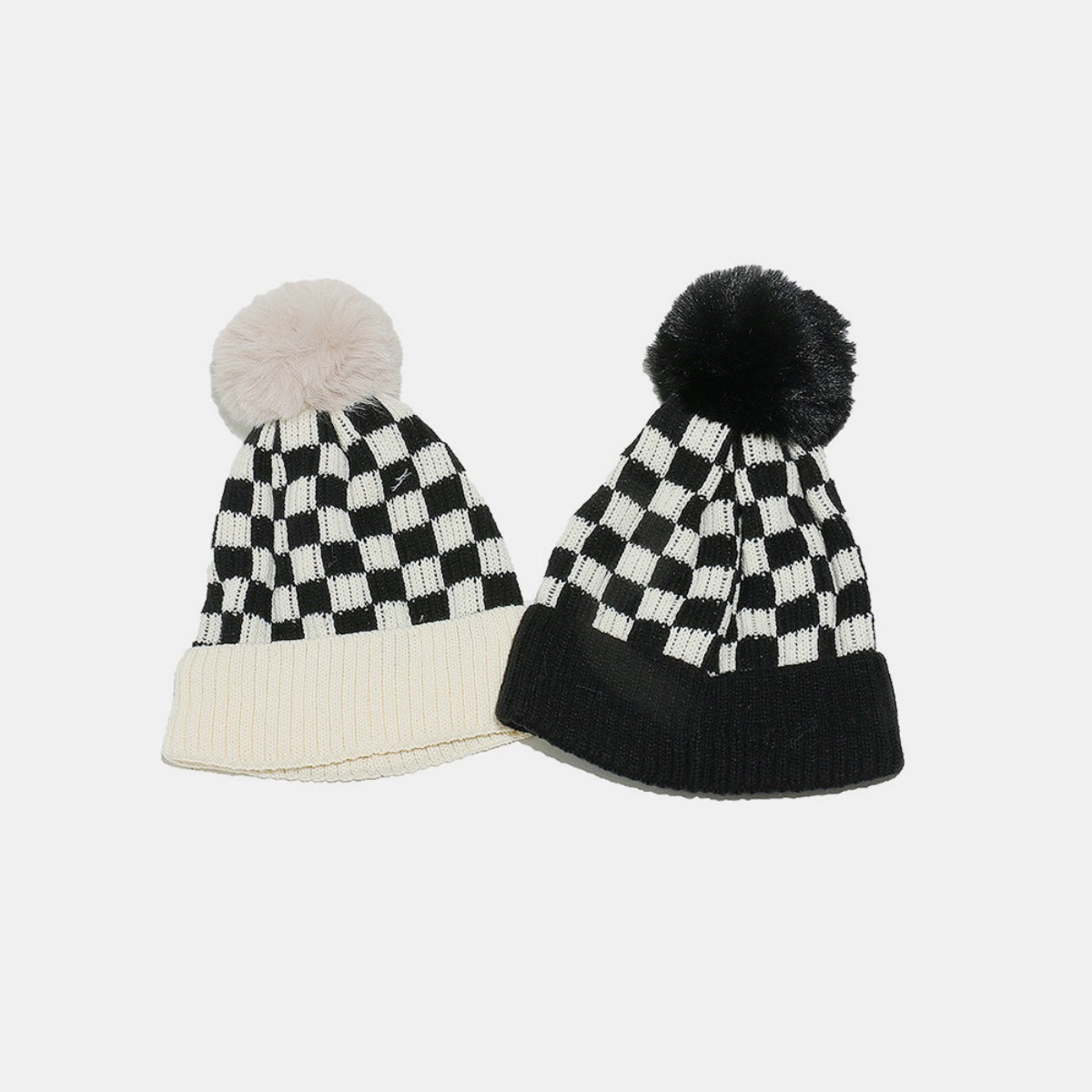 Checkered Knit Hat with Pompom - Charming Charlie