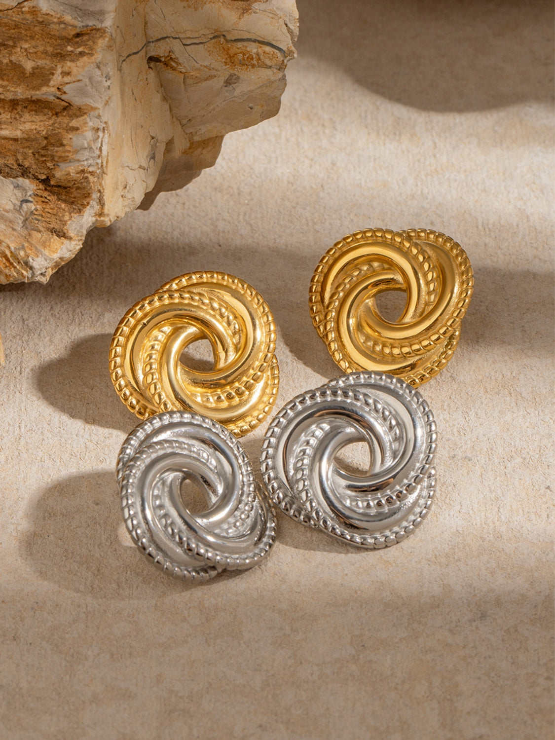 Stainless Steel Volution Stud Earrings - Charming Charlie