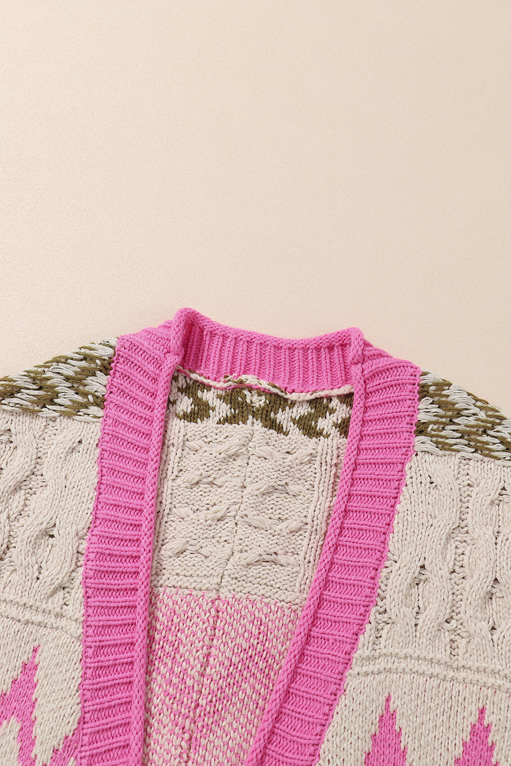 Contrast Tied Open Front Cardigan - Charming Charlie