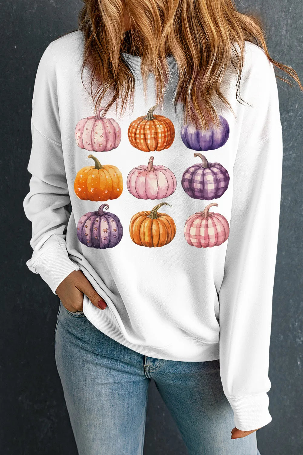 Pumpkin Graphic Long Sleeve Sweatshirt - Charming Charlie