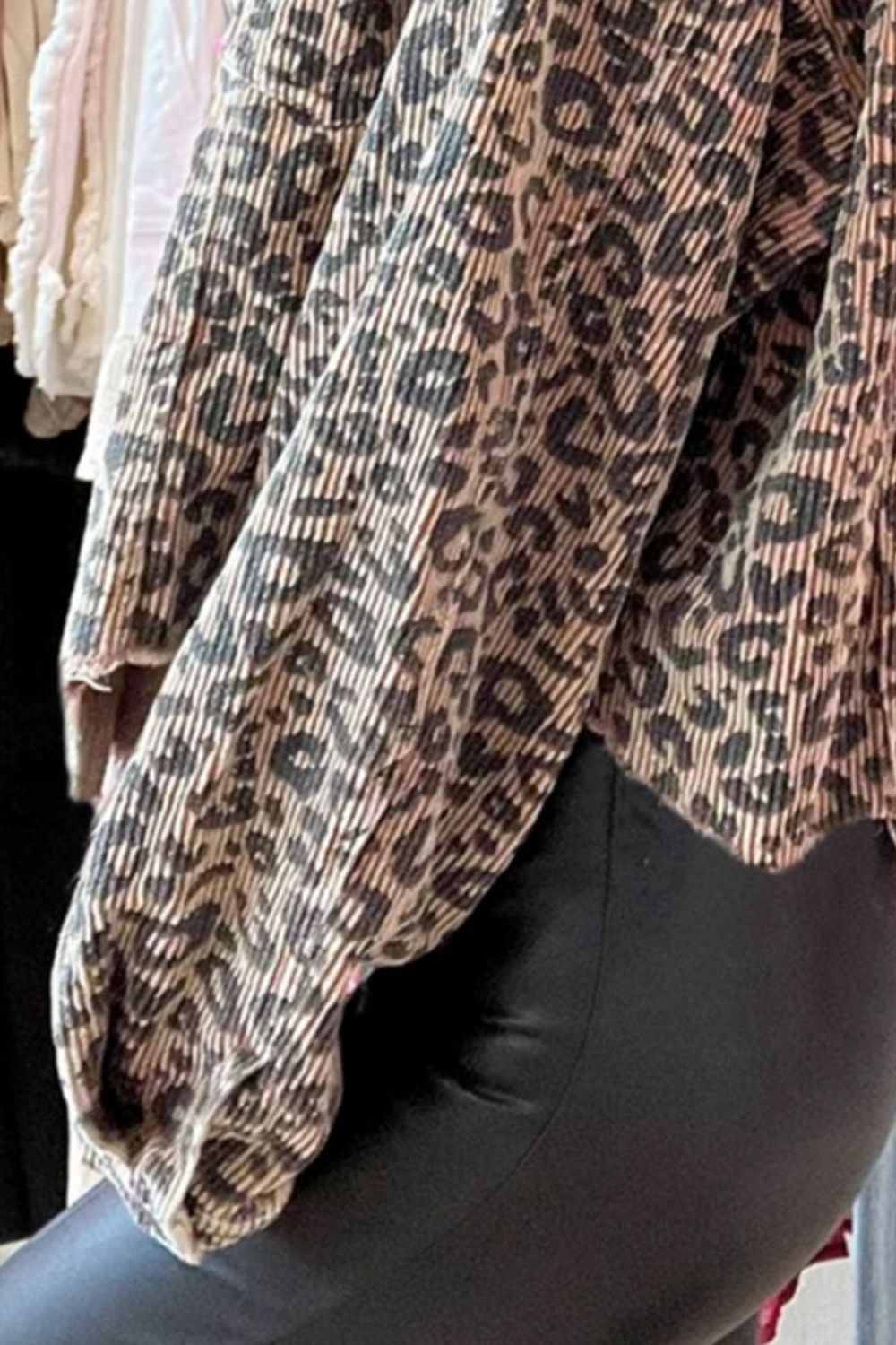 Leopard Button Down Long Sleeve Jacket - Charming Charlie