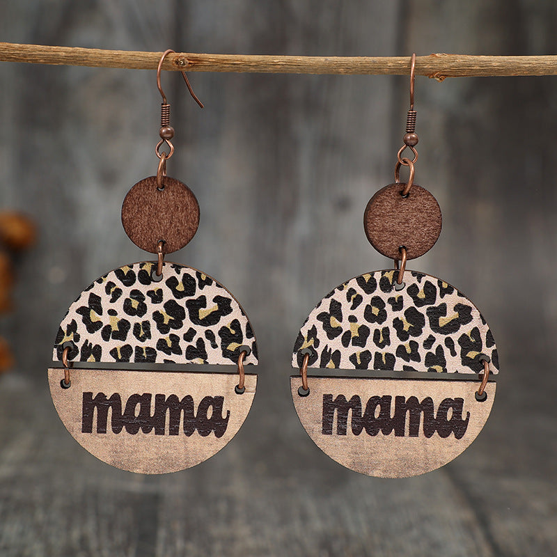 Wooden Leopard Round Shape Earrings - Charming Charlie