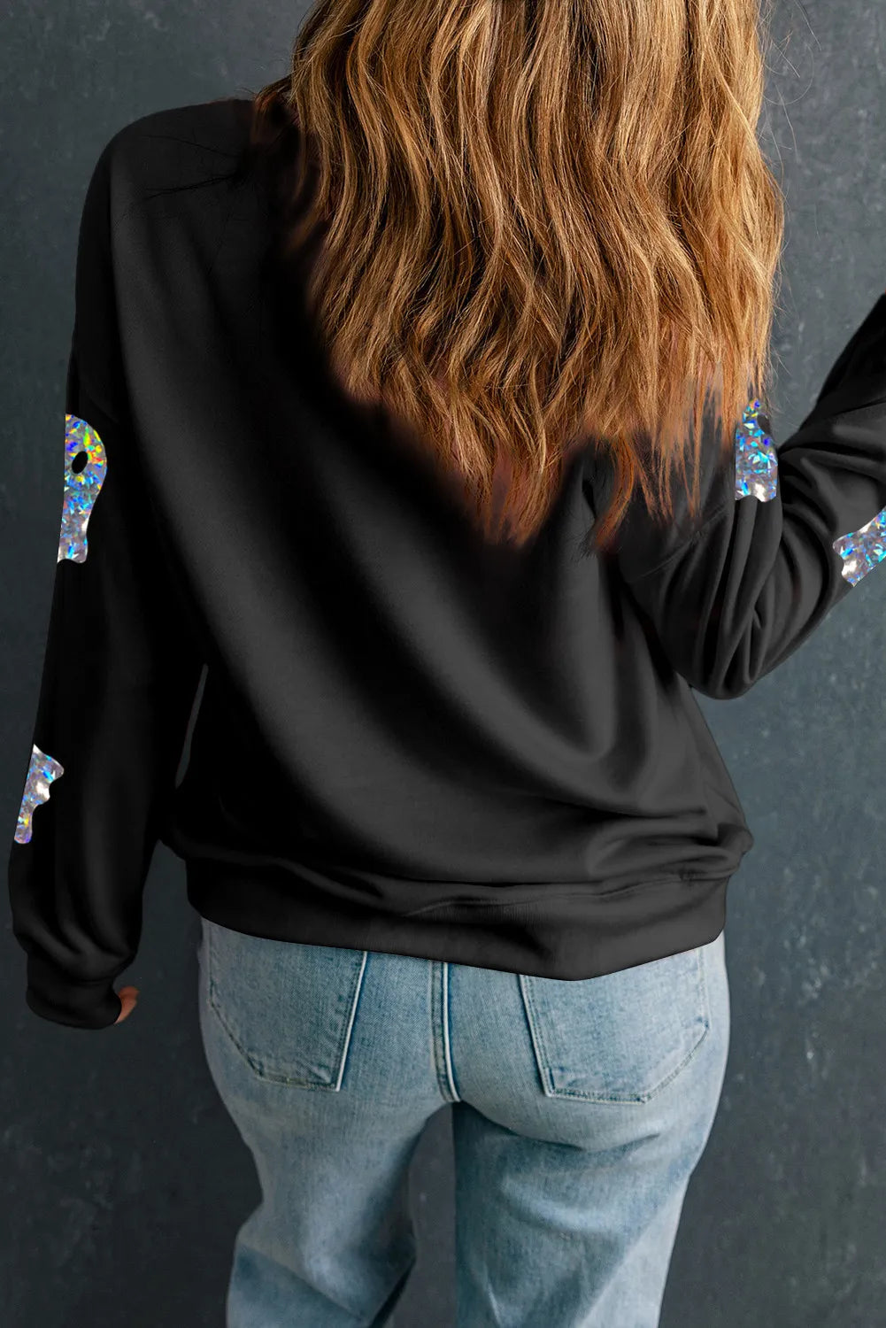 Ghost Round Neck Long Sleeve Sweatshirt - Charming Charlie