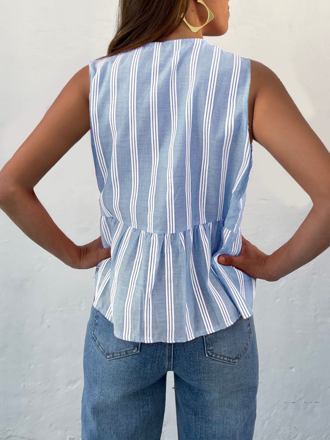 Tied Striped Round Neck Tank - Charming Charlie