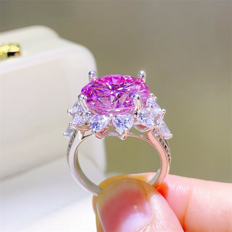 10 Carat Moissanite Zircon 925 Sterling Silver Ring - Charming Charlie