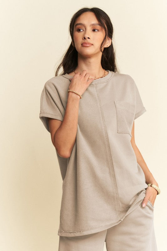 Davi & Dani Round Neck Short Sleeve Top and Pants Set - Charming Charlie
