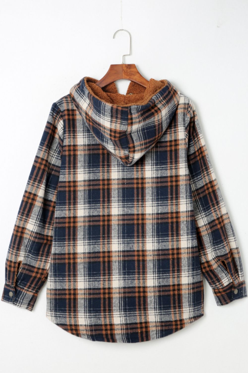 Plaid Button Up Long Sleeve Hooded Jacket - Charming Charlie
