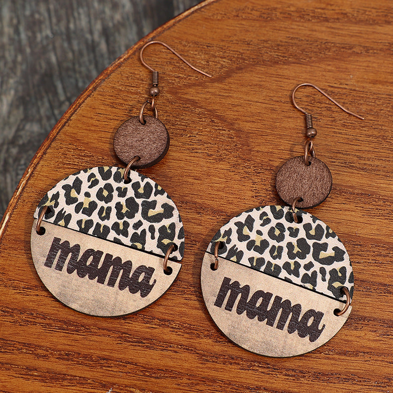 Wooden Leopard Round Shape Earrings - Charming Charlie