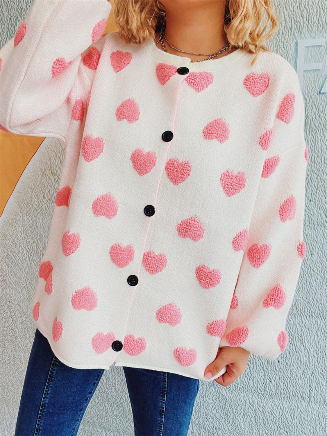 Heart Button Up Long Sleeve Cardigan - Charming Charlie