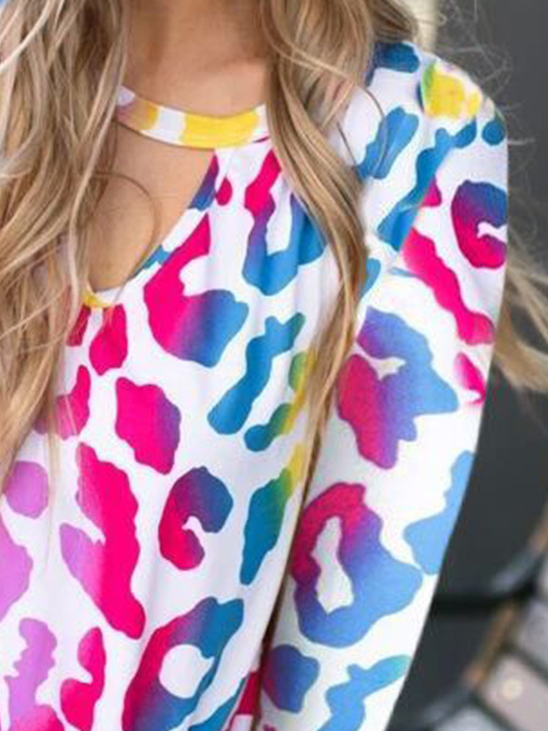 Cutout Round Neck Long Sleeve T-Shirt - Charming Charlie