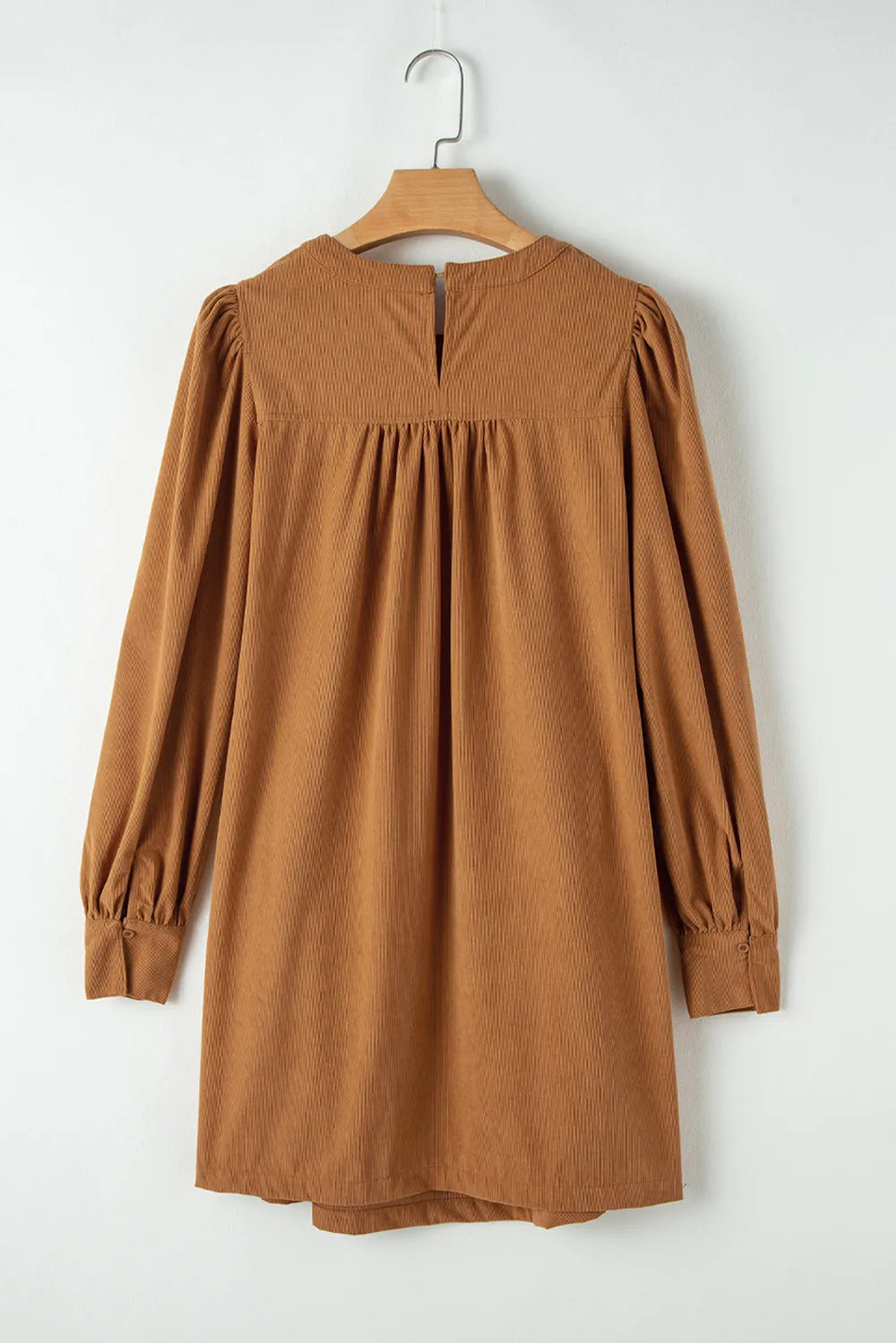 Ruched Round Neck Long Sleeve Dress - Charming Charlie