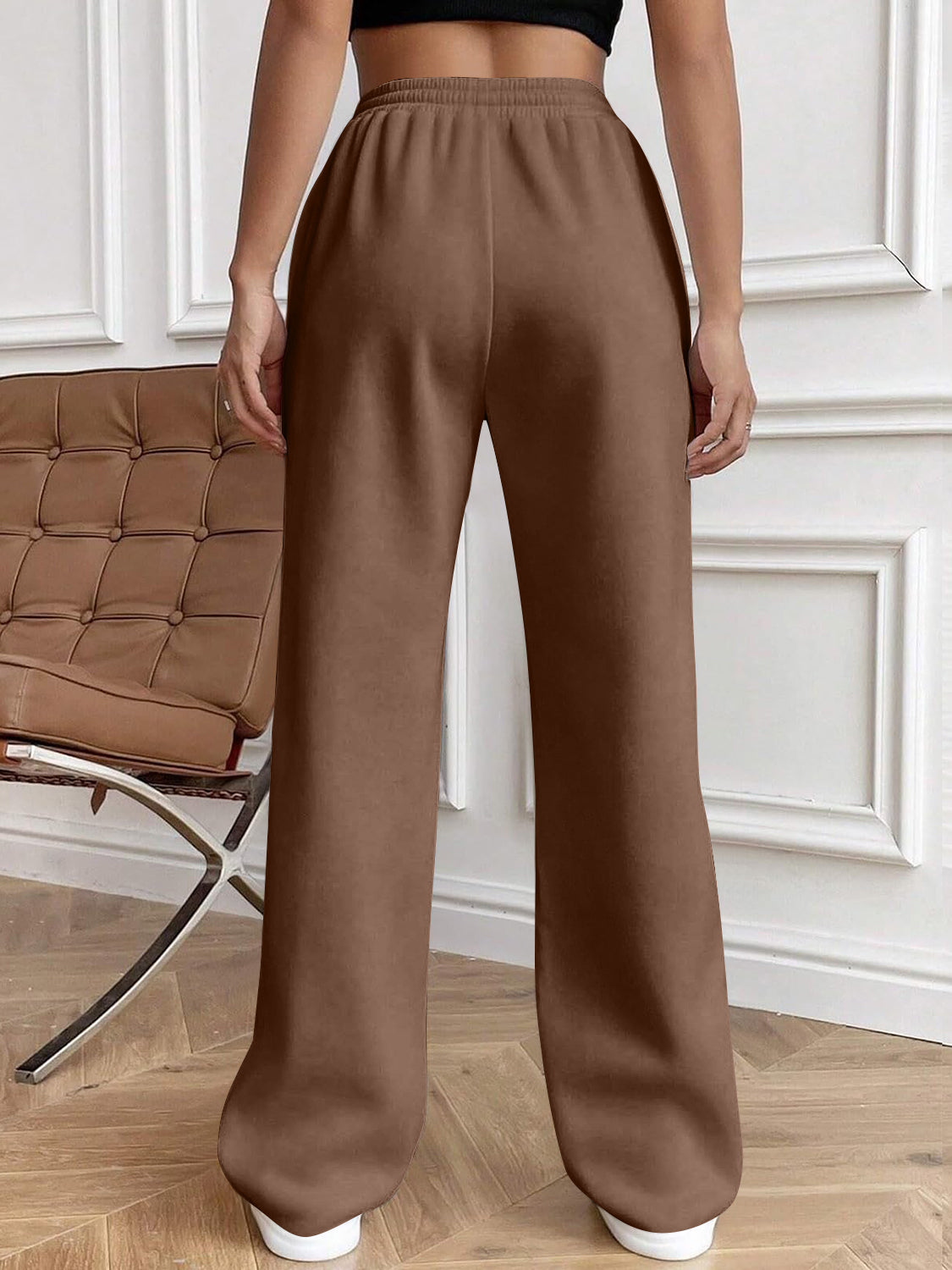 Drawstring Elastic Waist Pants with Pockets - Charming Charlie