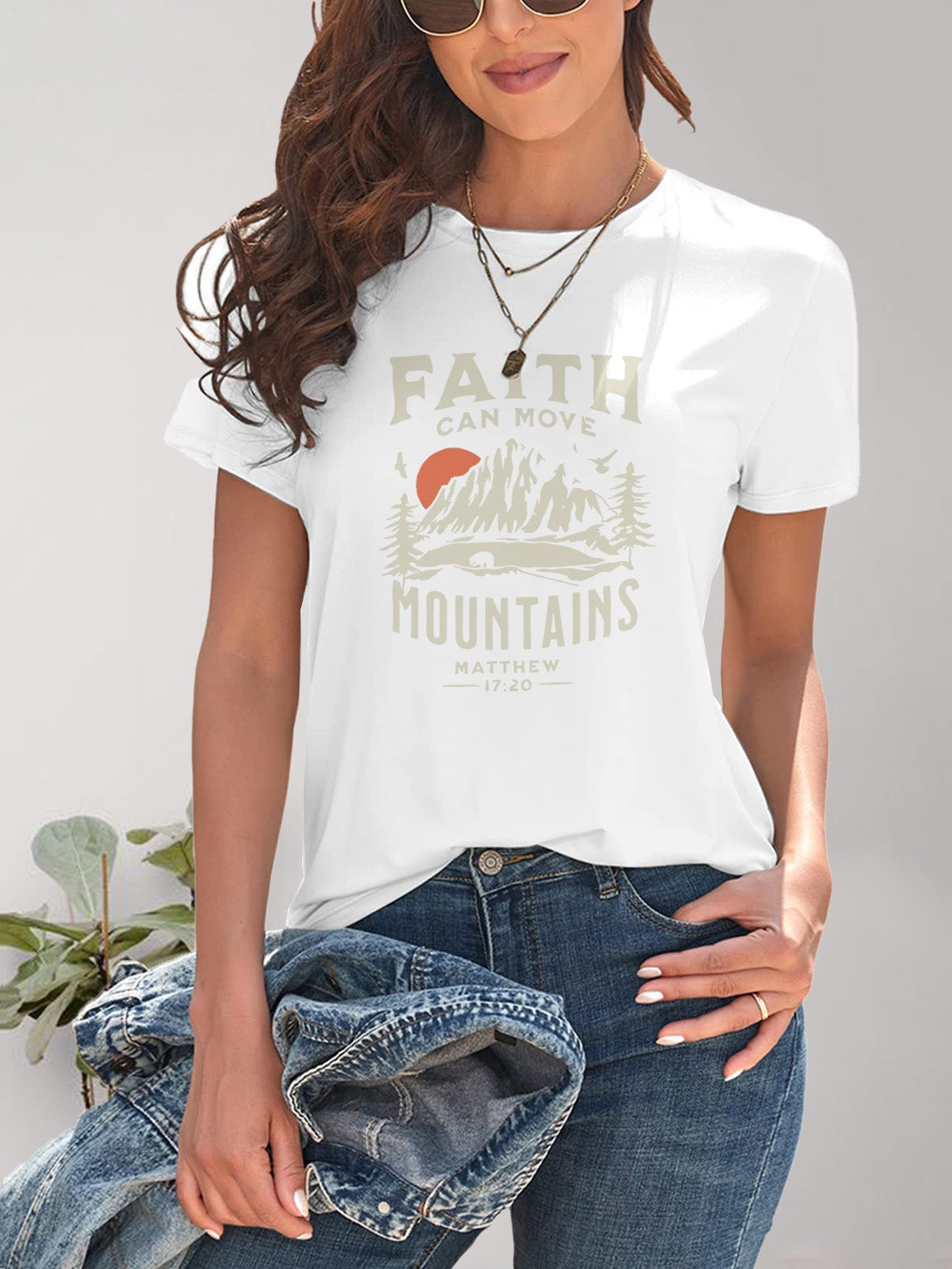 Graphic Round Neck Short Sleeve T-Shirt - Charming Charlie