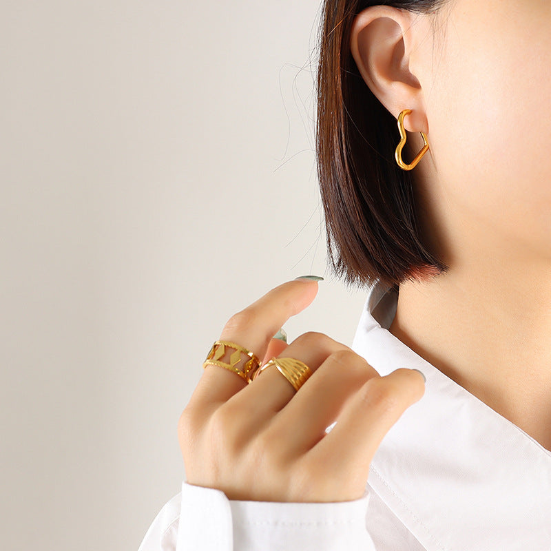 Titanium Steel Geometric Huggie Earrings - Charming Charlie