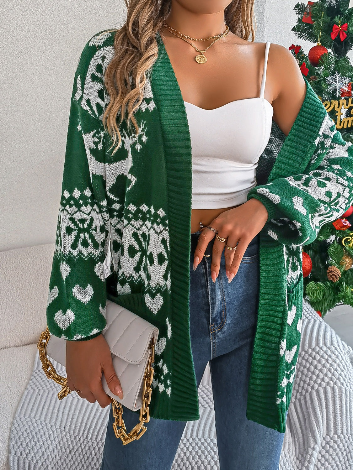 Pocketed Open Front Long Sleeve Cardigan - Charming Charlie