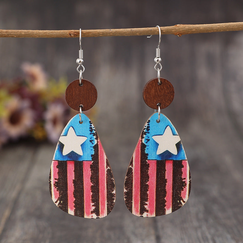 Star & Stripes Wooden Dangle Earrings - Charming Charlie