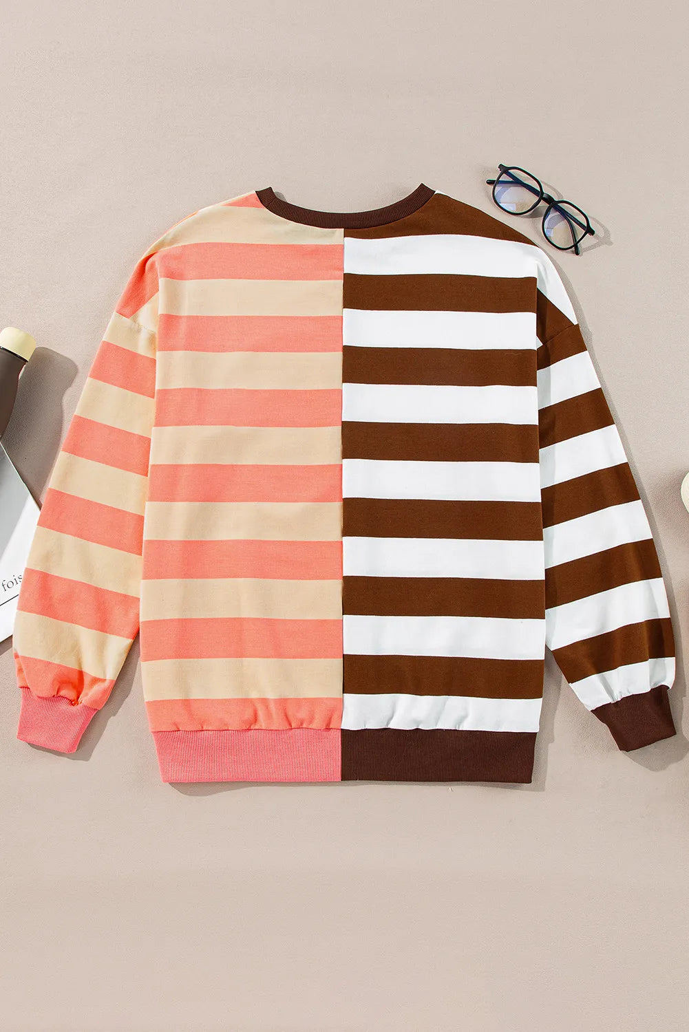 Striped Round Neck Long Sleeve Sweatshirt - Charming Charlie