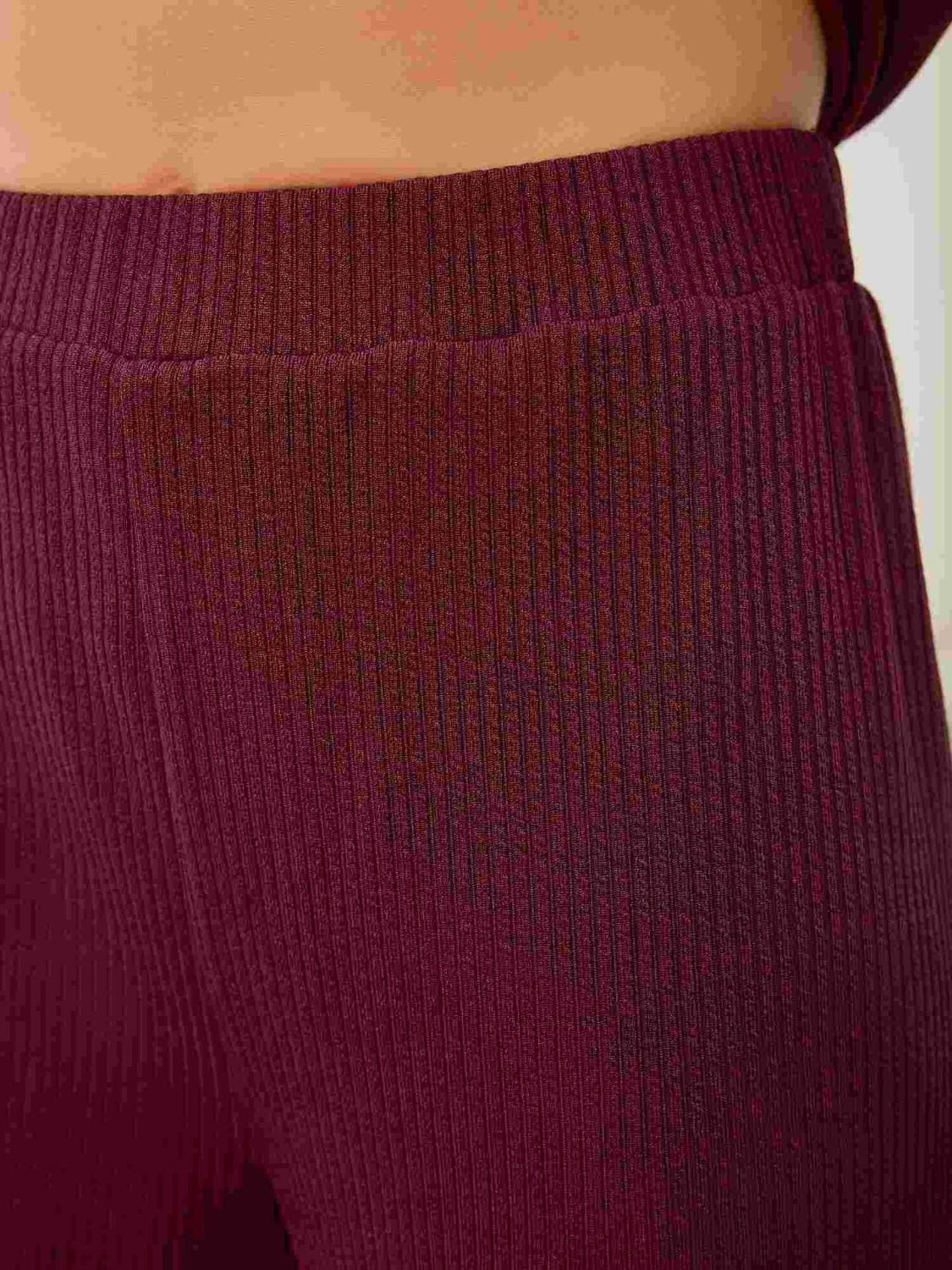 V-Neck Long Sleeve Top and Wide Leg Pants Set - Charming Charlie