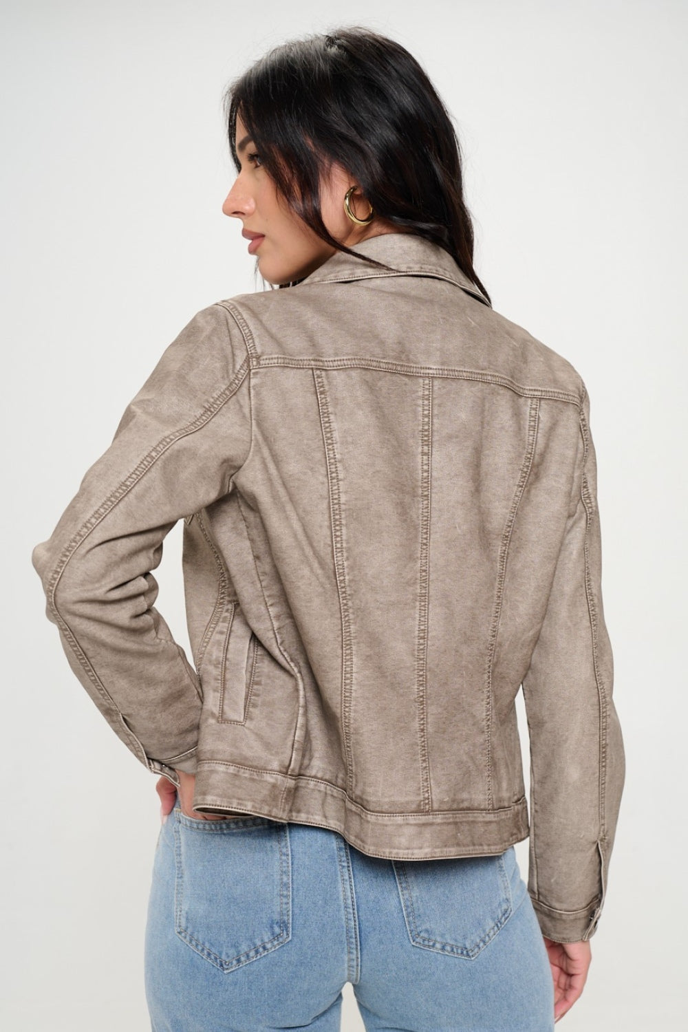 Coalition LA Button Down Cargo Vegan Leather Shacket - Charming Charlie