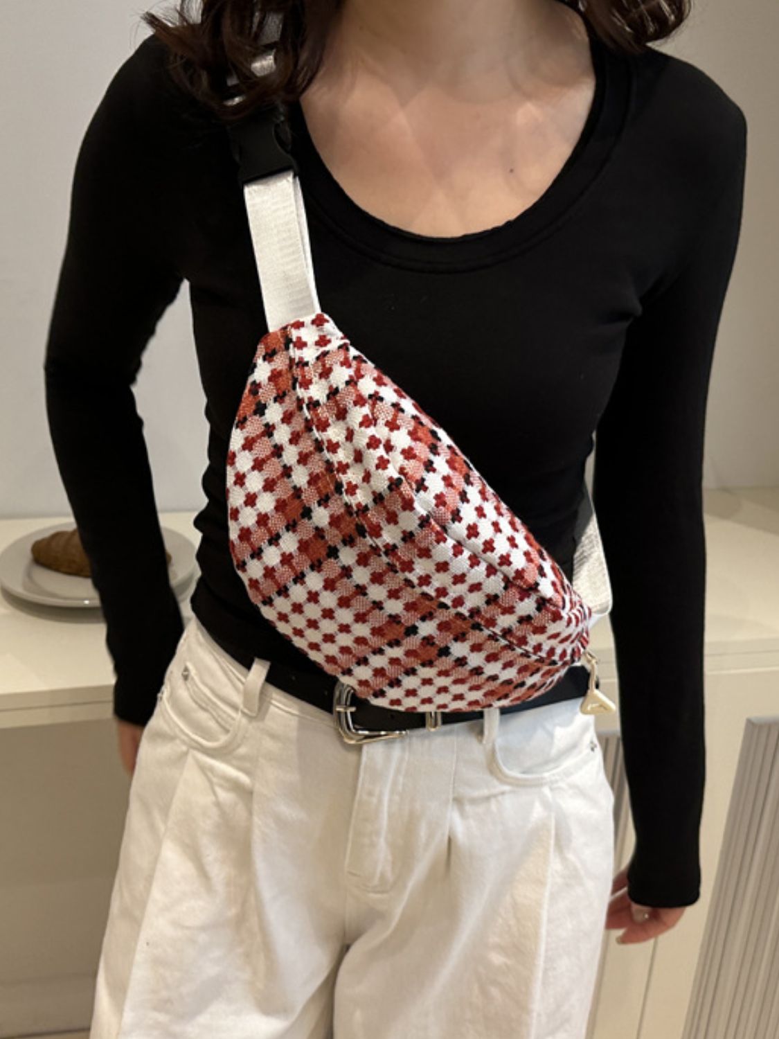 Plaid Wide Strap Crossbody Bag - Charming Charlie