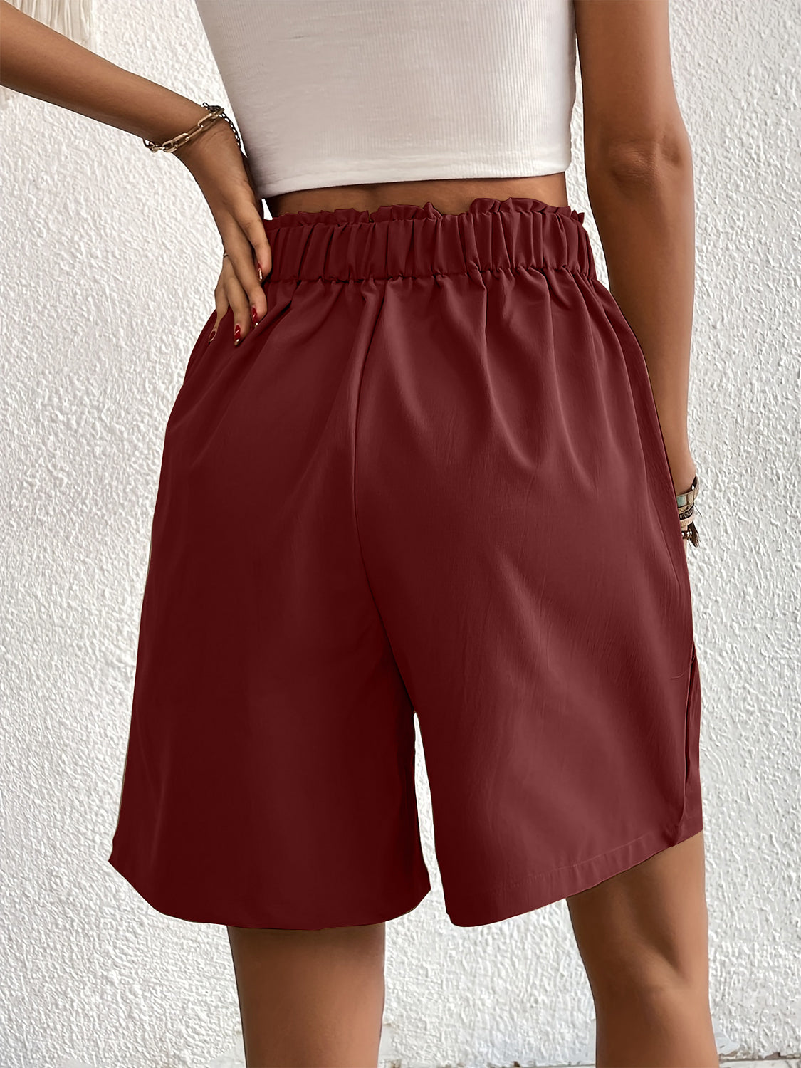 Pocketed Half Elastic Waist Shorts - Charming Charlie
