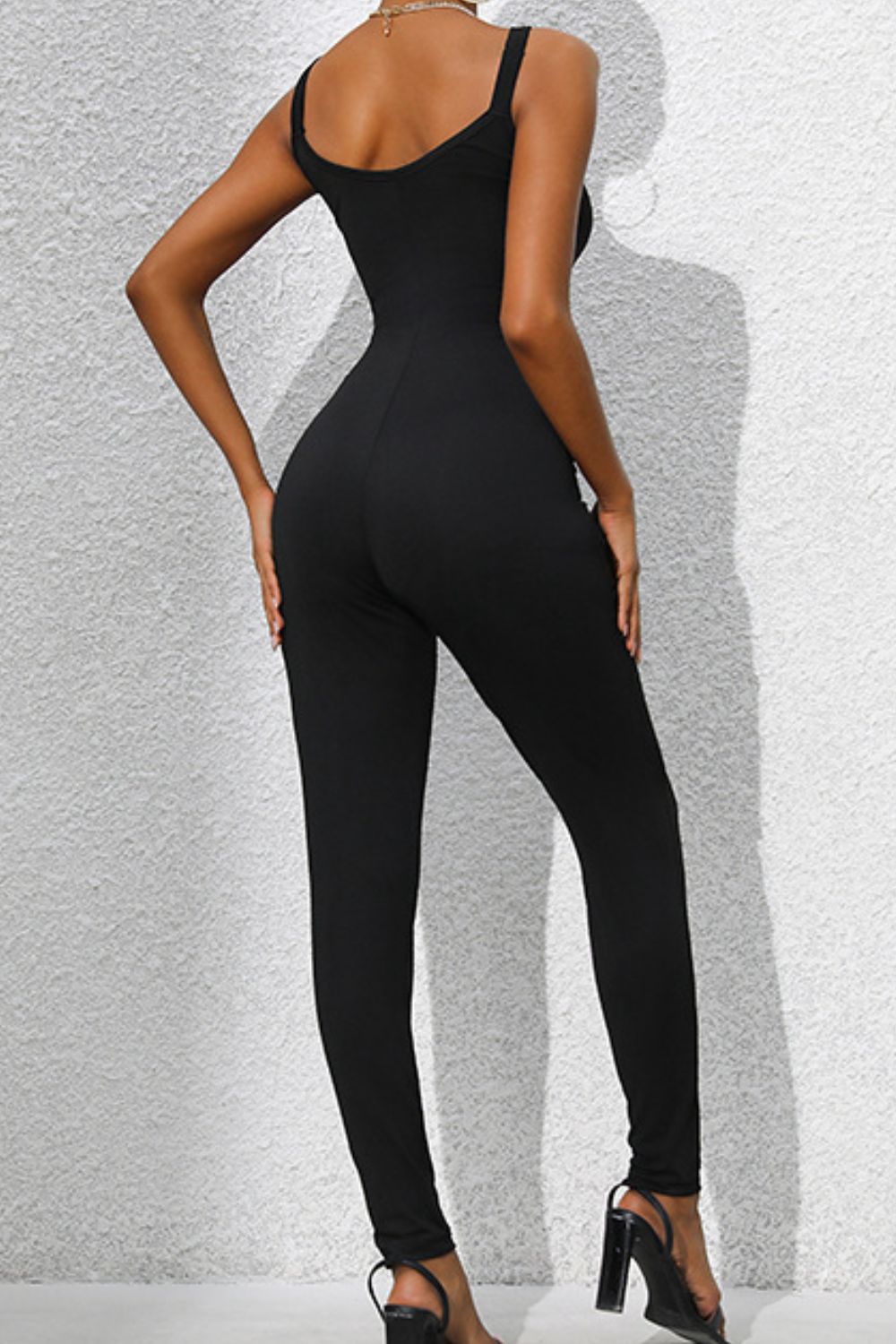 Scoop Neck Wide Strap Skinny Jumpsuit - Charming Charlie