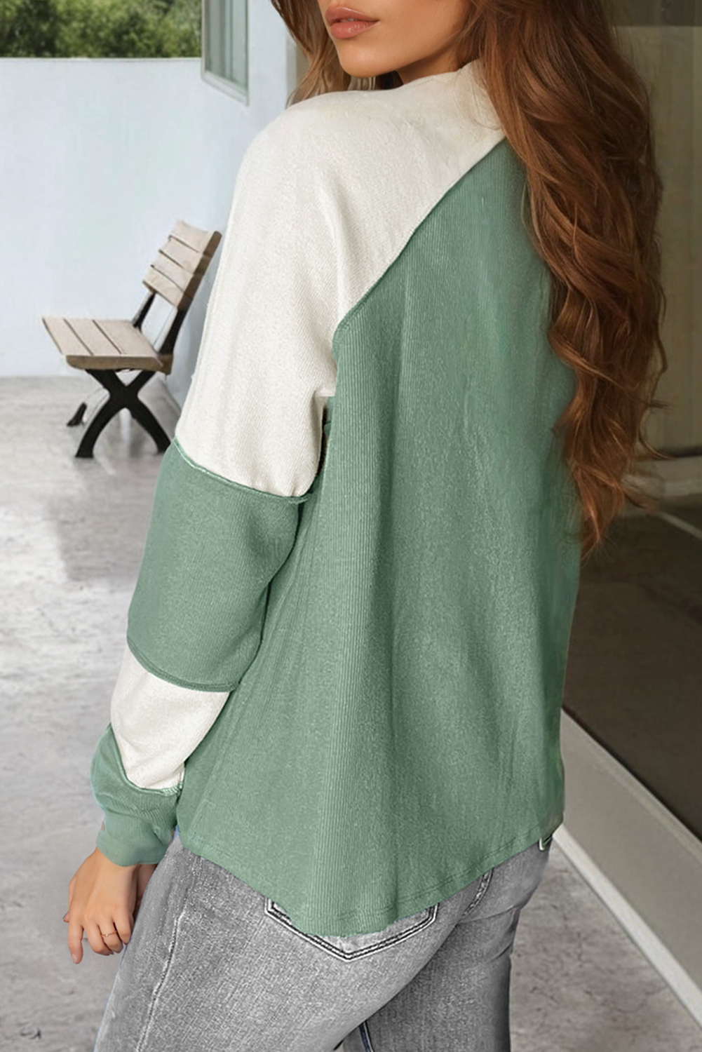 Color Block Round Neck Raglan Sleeve Top - Charming Charlie