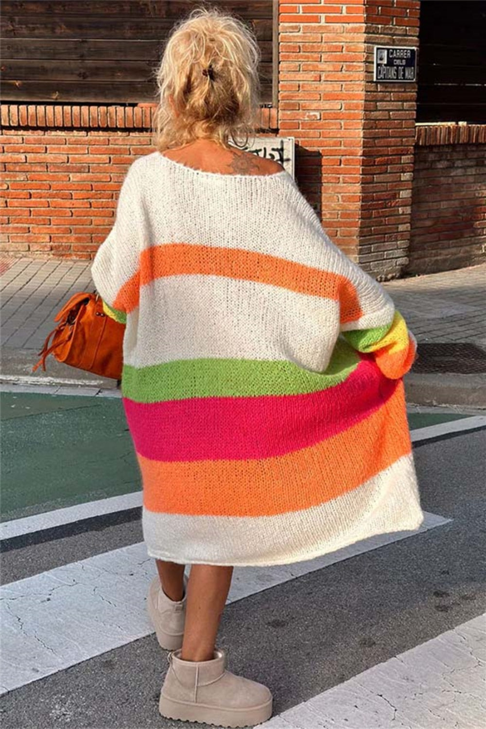 Color Block V-Neck Long Sleeve Sweater Dress - Charming Charlie