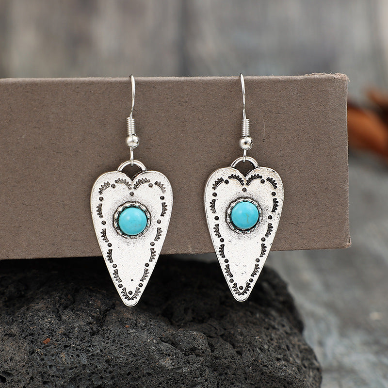 Alloy Turquoise Heart Dangle Earrings - Charming Charlie