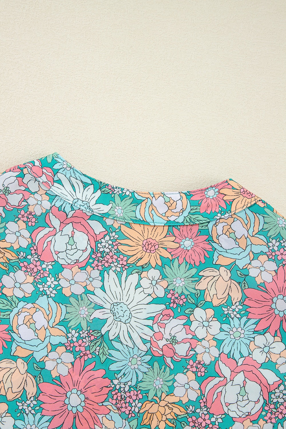 Printed Notched Short Sleeve Blouse - Charming Charlie