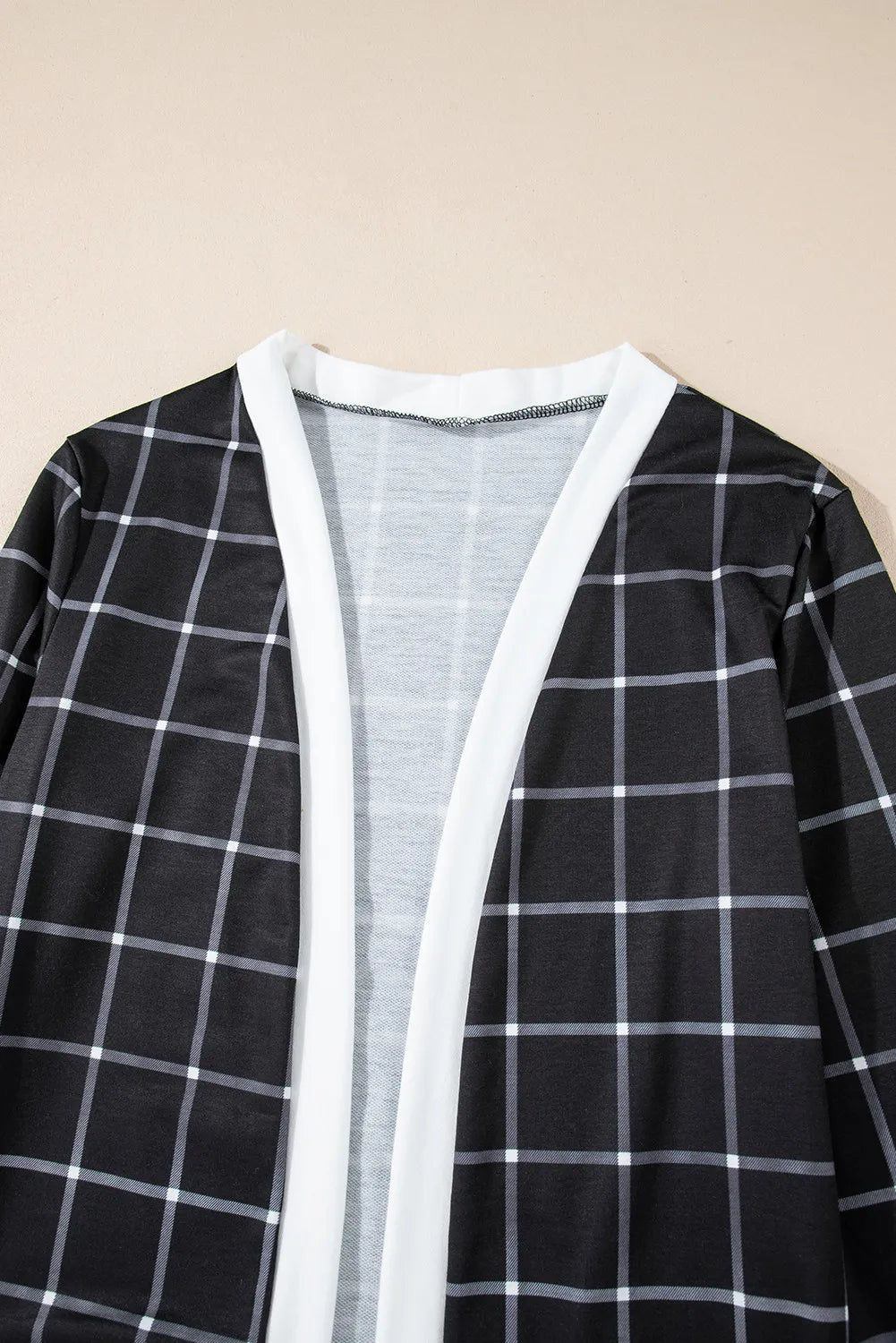 Plaid Open Front Long Sleeve Cover Up - Charming Charlie