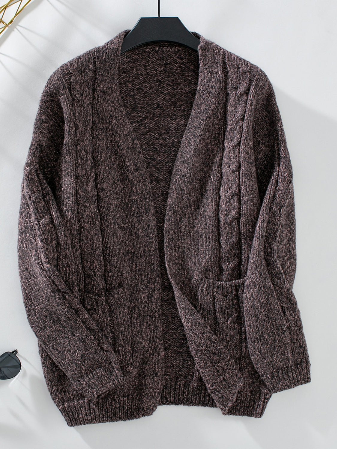 Cable-Knit Open Front Long Sleeve Cardigan - Charming Charlie