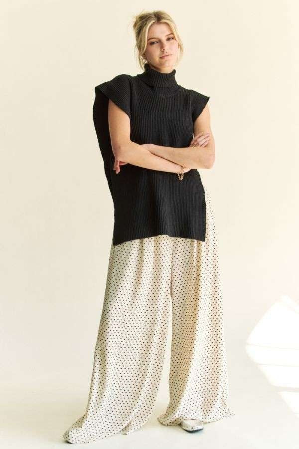 Davi & Dani Side Split Turtleneck Sleeveless Knit Top - Charming Charlie