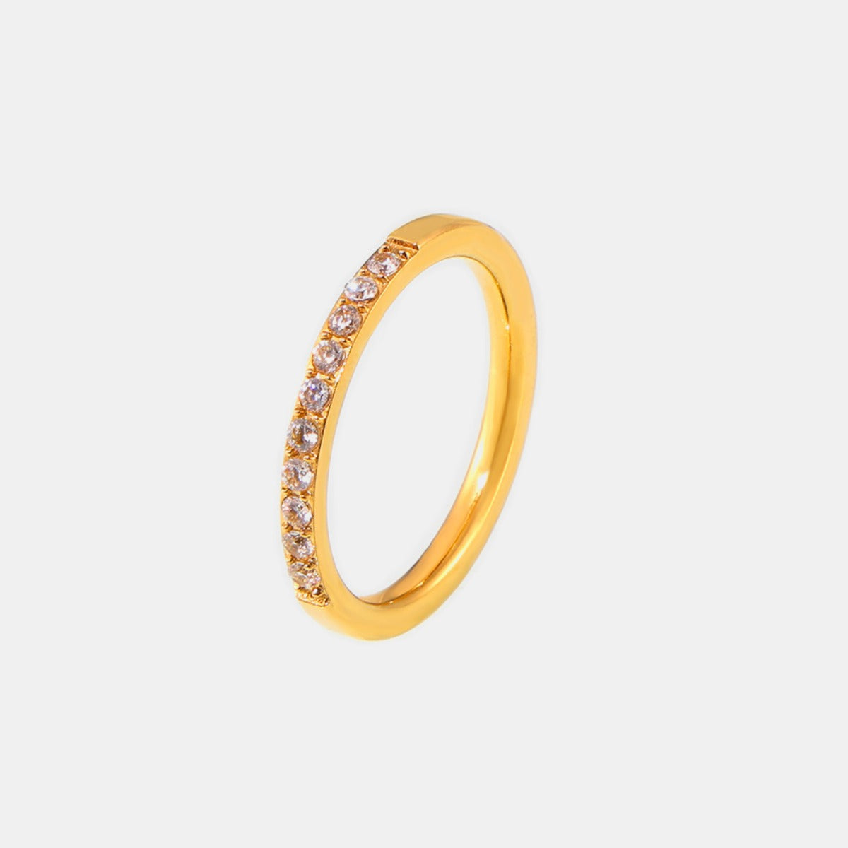 Titanium Steel Inlaid Zircon Ring - Charming Charlie