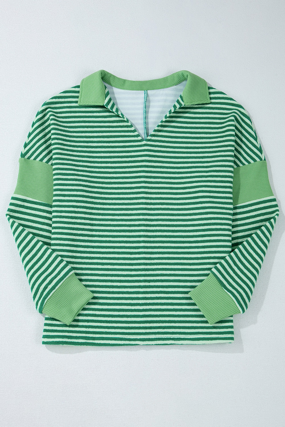Stripe Johnny Collar Long Sleeve Top - Charming Charlie