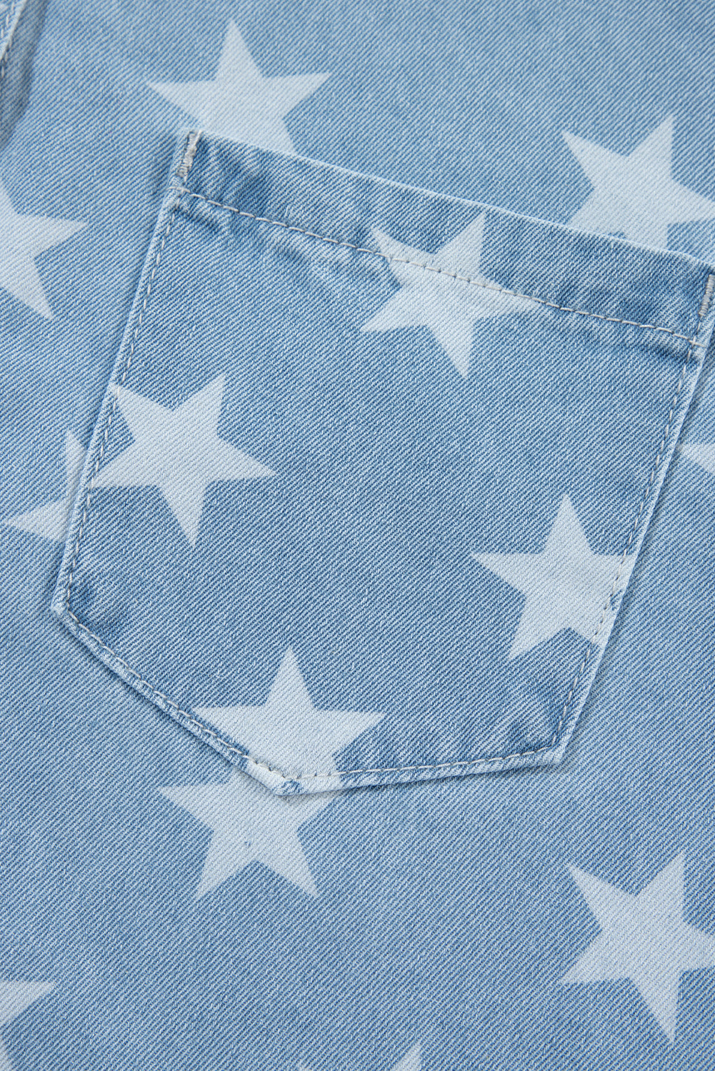 Raw Hem Star Collared Neck Denim Top - Charming Charlie