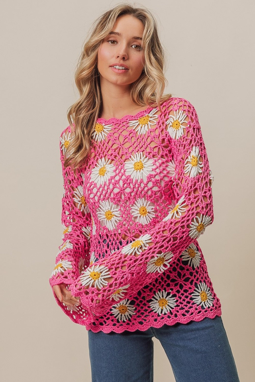 BiBi Floral Crochet Net Lace Cover Up - Charming Charlie