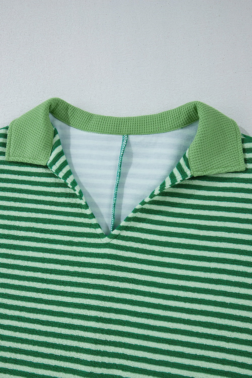 Stripe Johnny Collar Long Sleeve Top - Charming Charlie