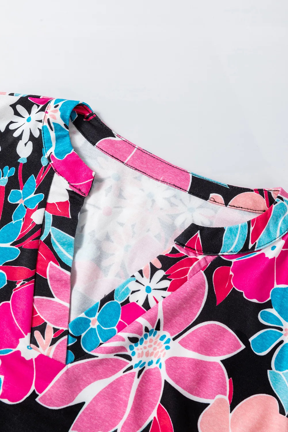 Floral Notched Long Sleeve Blouse - Charming Charlie