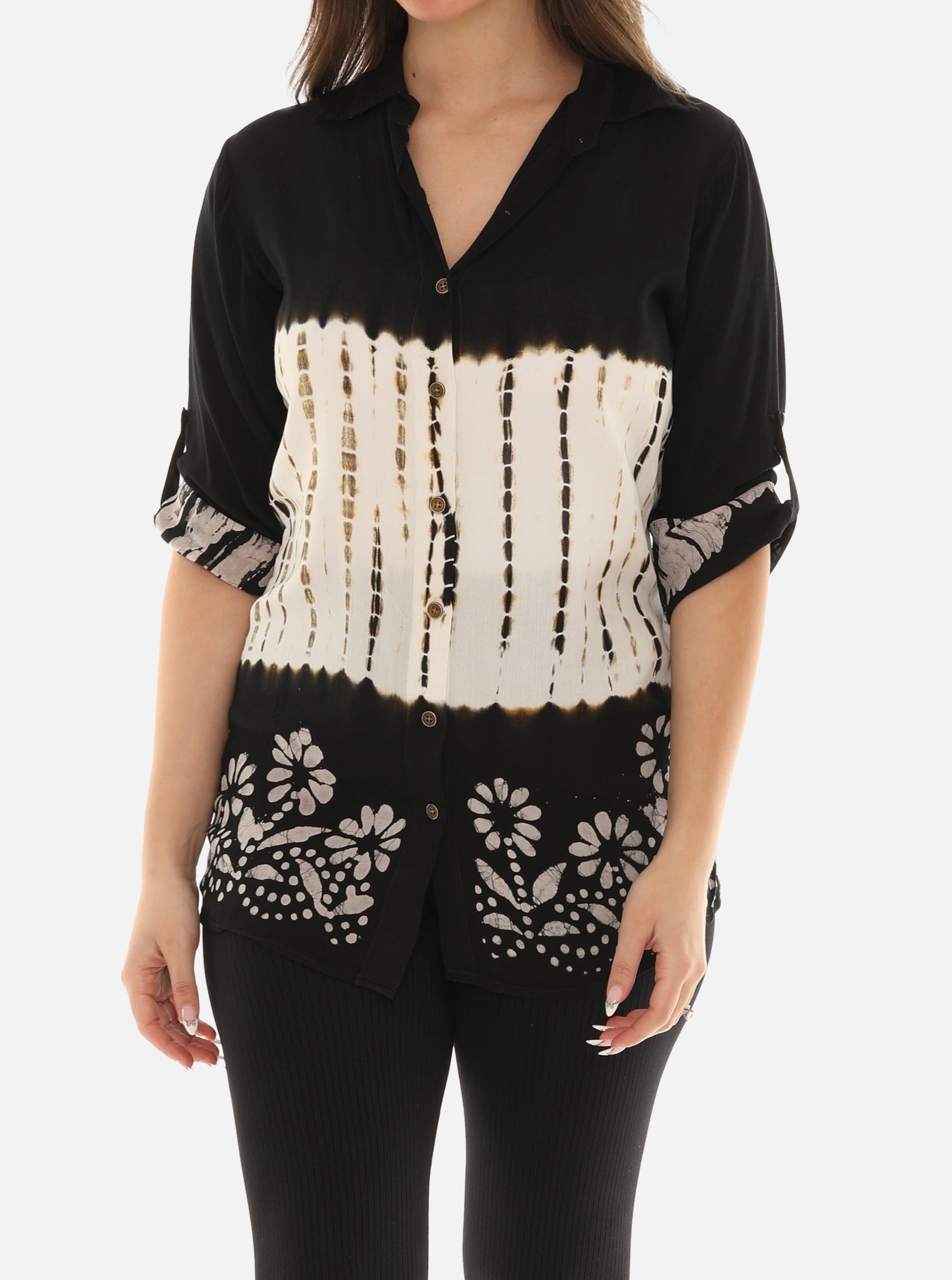 Trendy Tie Dye Button Down Rayon Shirt - Charming Charlie