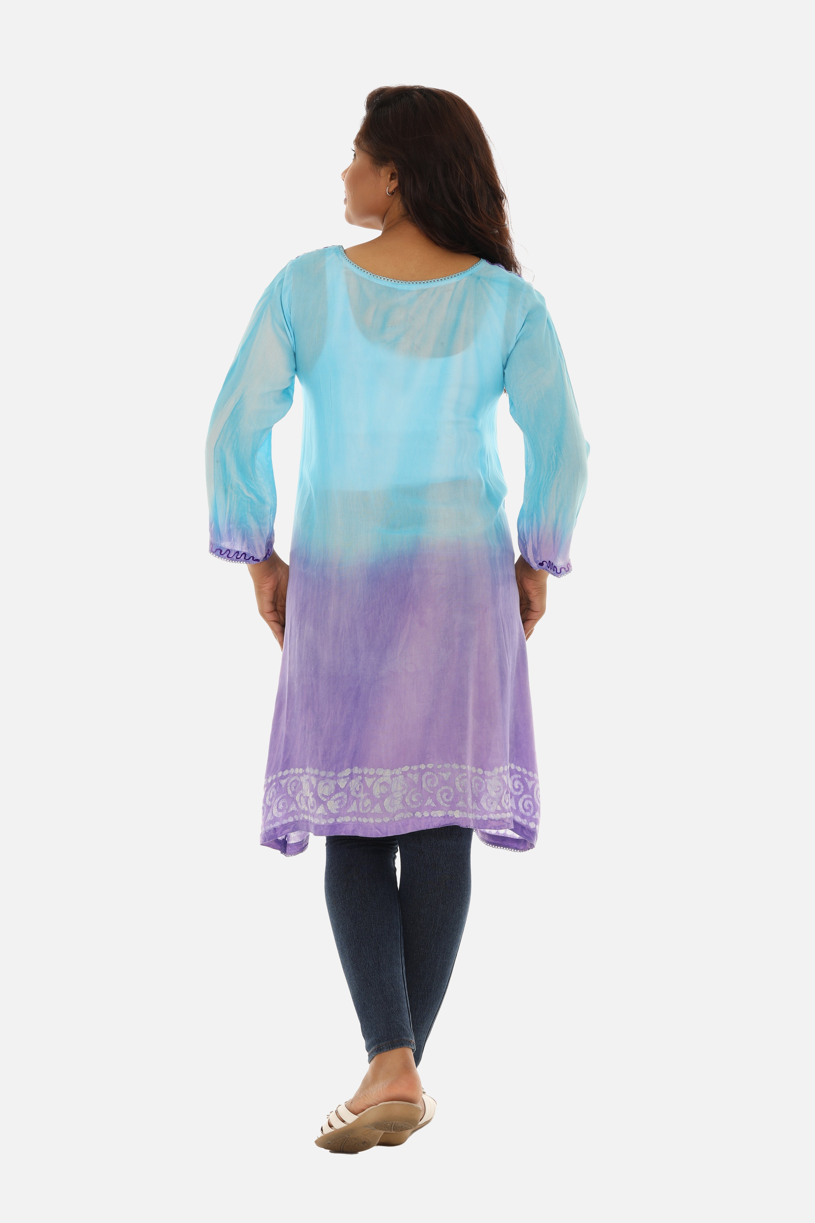 Open Cardigan Block Printed with Tie Threads for Women - Charming Charlie