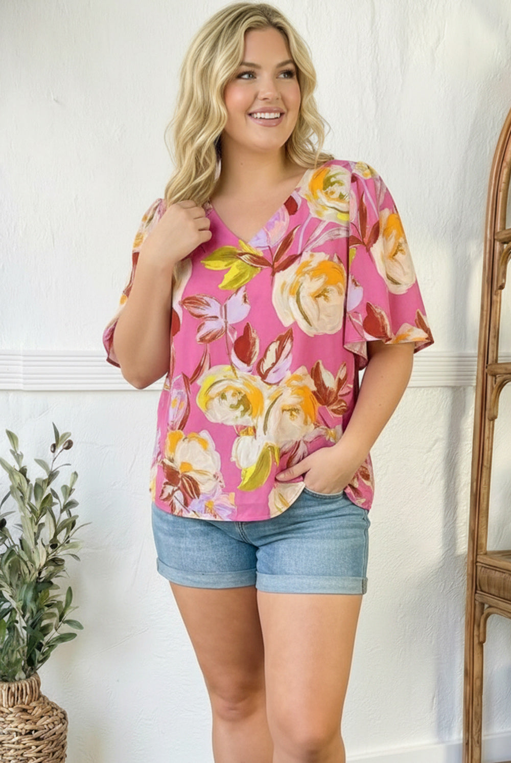 Floral Muse V Neck Blouse - Charming Charlie