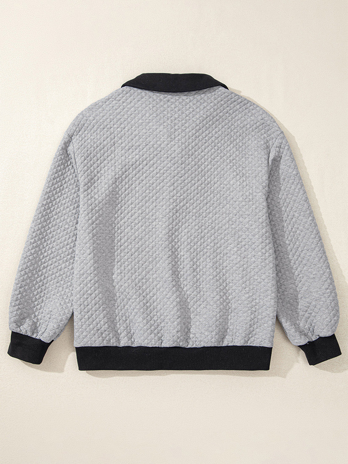 Texture Quarter Button Long Sleeve Sweatshirt - Charming Charlie
