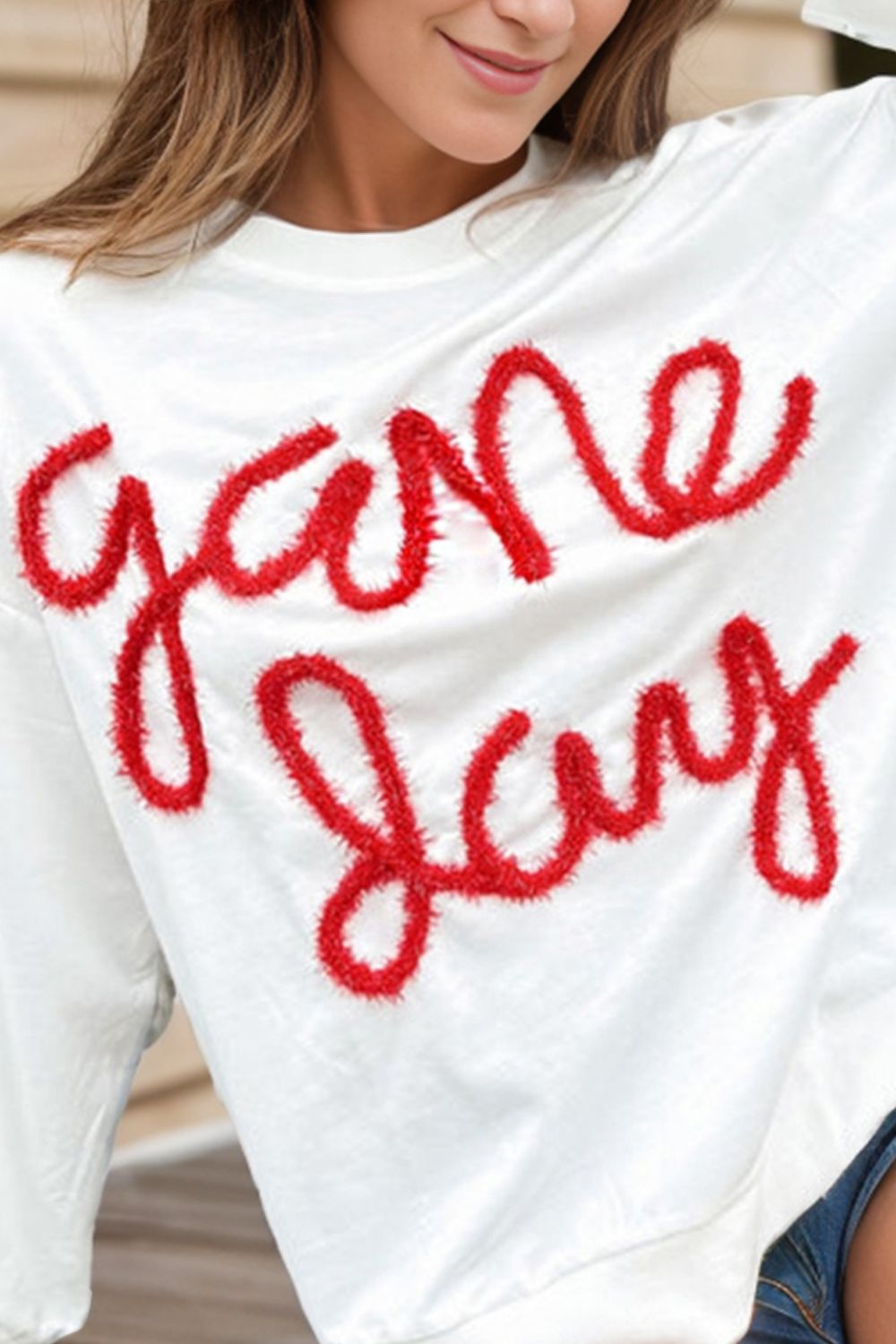 Round Neck Long Sleeve Sweatshirt - Charming Charlie